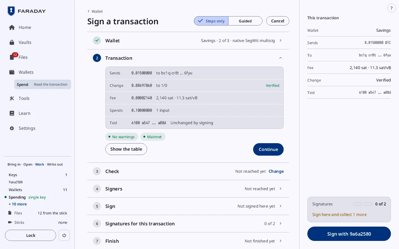 What leaves, the change and the fee.